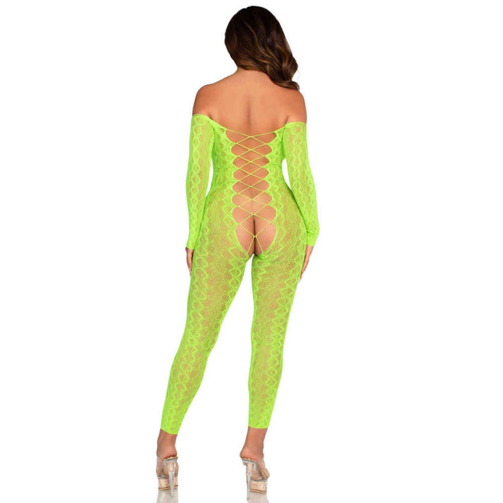 Leg Avenue - Crotchless, Footless Lingerie Bodystocking - Green
